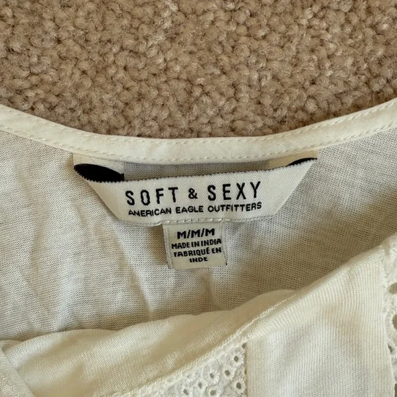 American Eagle Outfitters Women’s Medium White Eyelet Tank Top - Picture 2 of 6